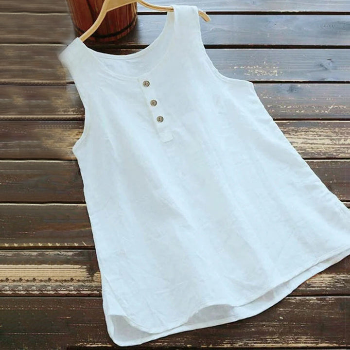 Kamizelka damska z okrągłym kołnierzem i guzikami w kolorze białym i Buddha Stones - Biały - US16, UK/AU20, EU48 (5XL) - image 1