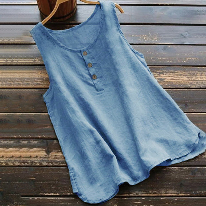 Kamizelka damska z okrągłym kołnierzem i guzikami w kolorze białym i Buddha Stones - RoyalBlue - US16, UK/AU20, EU48 (5XL) - image 3