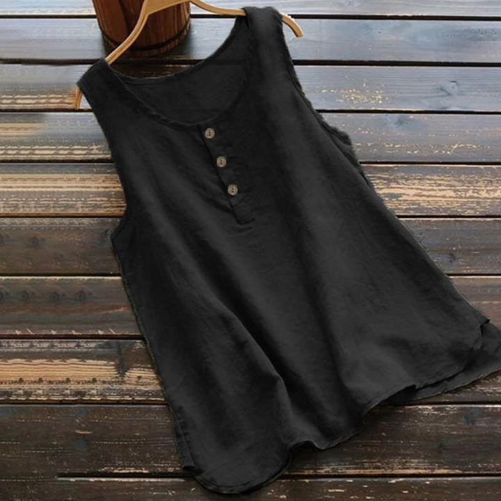 Kamizelka damska z okrągłym kołnierzem i guzikami w kolorze białym i Buddha Stones - Czarny - US16, UK/AU20, EU48 (5XL) - image 0