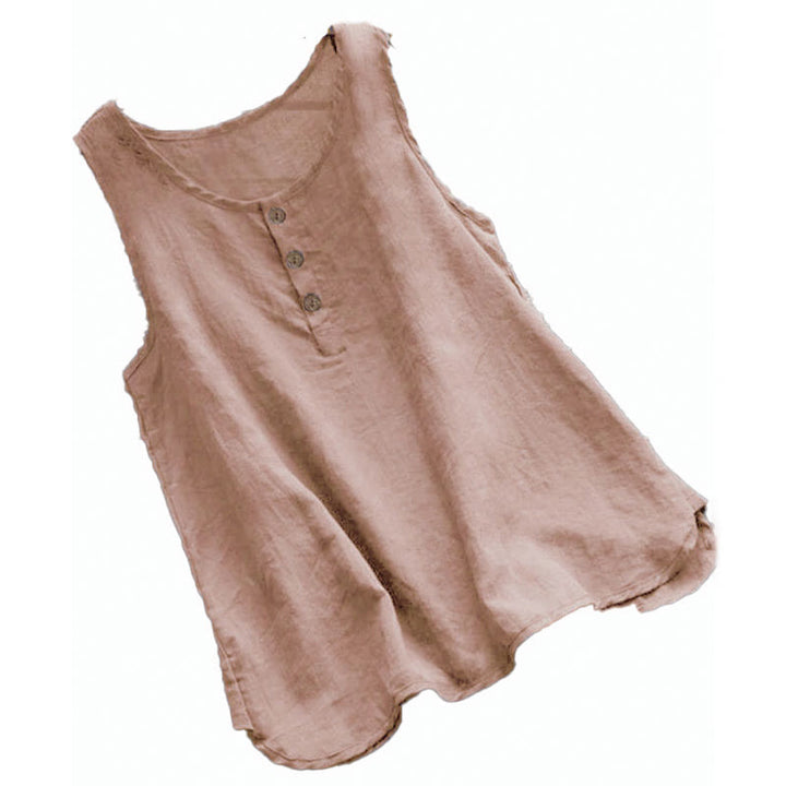 Kamizelka damska z okrągłym kołnierzem i guzikami w kolorze białym i Buddha Stones - image 5