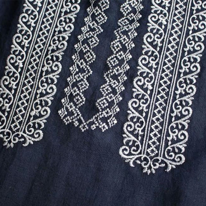 Koszula damska z długim rękawem i okrągłym dekoltem, haftem etnicznym w stylu boho z Buddha Stones - image 10