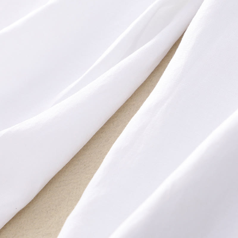 Buddha Stones Letnie, jednokolorowe, bawełniane, lniane spodnie damskie z szerokimi nogawkami, z kieszeniami i zamkiem błyskawicznym, długość 7-8 - image 16