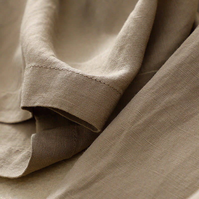 Buddha Stones Letnie, jednokolorowe, bawełniane, lniane spodnie damskie z szerokimi nogawkami, z kieszeniami i zamkiem błyskawicznym, długość 7-8 - image 12