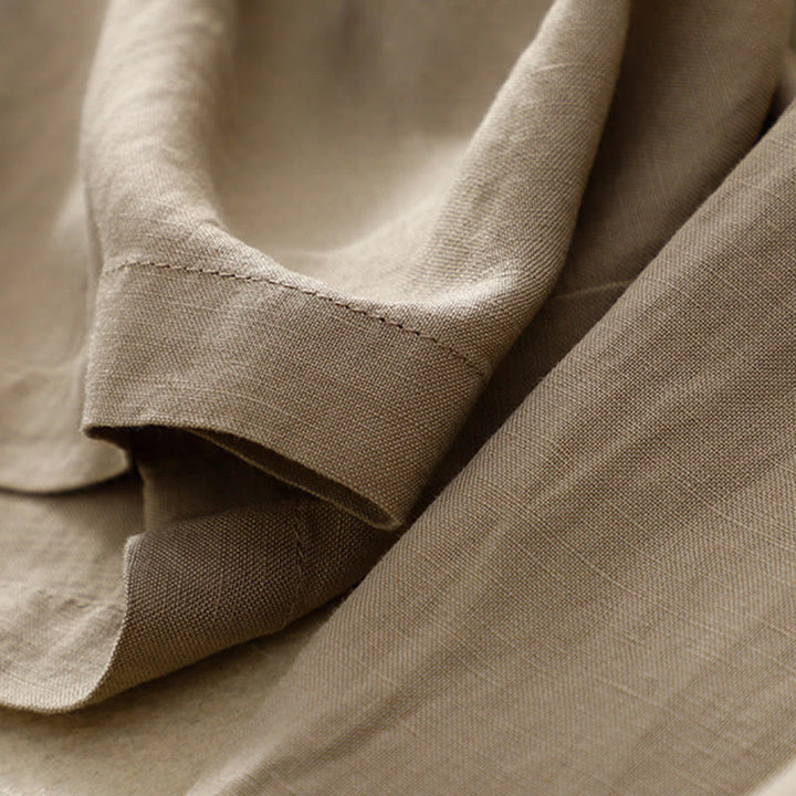 Buddha Stones Letnie, jednokolorowe, bawełniane, lniane spodnie damskie z szerokimi nogawkami, z kieszeniami i zamkiem błyskawicznym, długość 7-8 - image 12