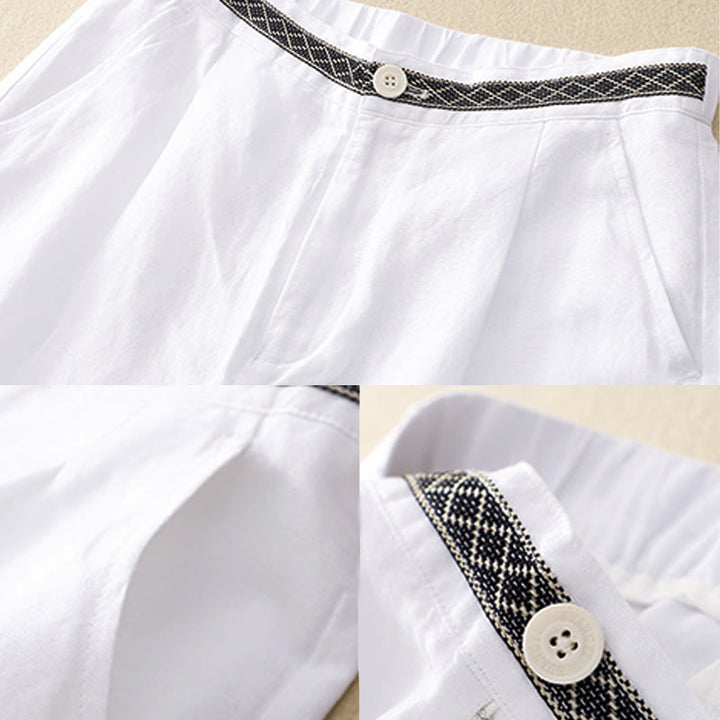 Buddha Stones Letnie, jednokolorowe, bawełniane, lniane spodnie damskie z szerokimi nogawkami, z kieszeniami i zamkiem błyskawicznym, długość 7-8 - image 18