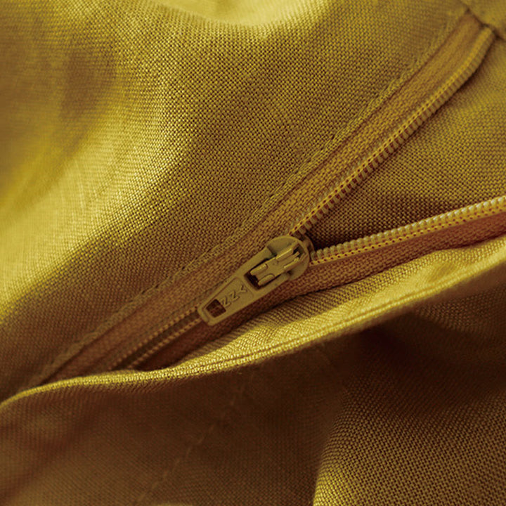 Buddha Stones Letnie, jednokolorowe, bawełniane, lniane spodnie damskie z szerokimi nogawkami, z kieszeniami i zamkiem błyskawicznym, długość 7-8 - image 1