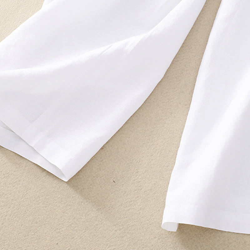 Buddha Stones Letnie, jednokolorowe, bawełniane, lniane spodnie damskie z szerokimi nogawkami, z kieszeniami i zamkiem błyskawicznym, długość 7-8 - image 17