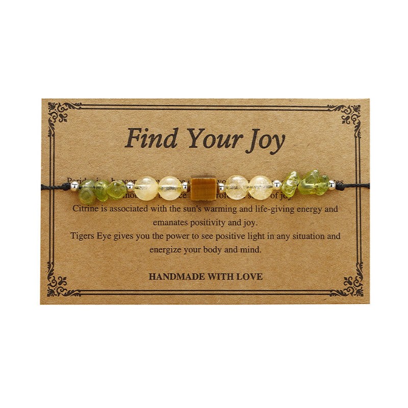 Buddha Stones Znajdź Swoją Radość Peridot Cytryn Tygrysie Oko Bransoletka z Liny Pokoju