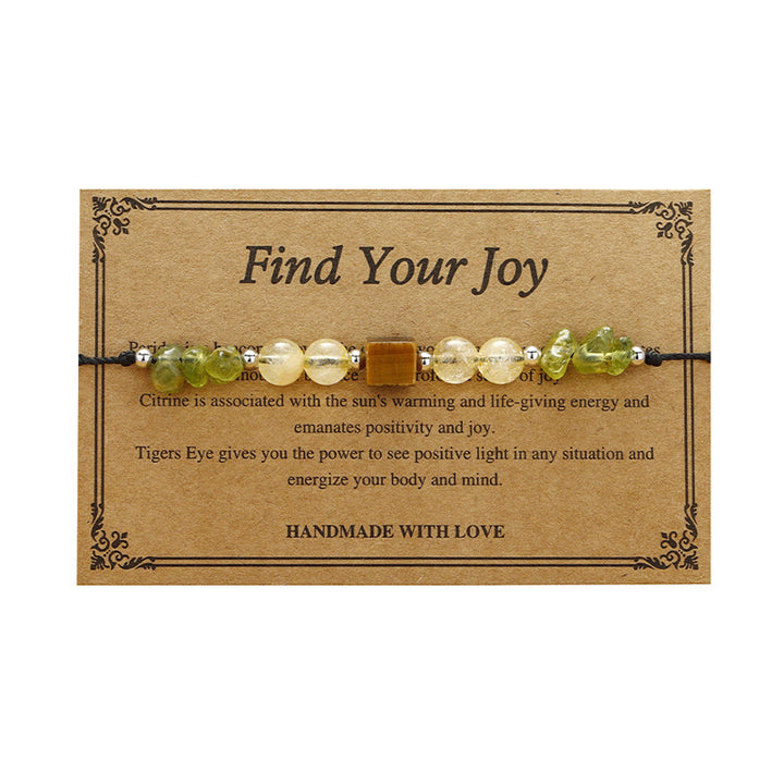 Buddha Stones Znajdź Swoją Radość Peridot Cytryn Tygrysie Oko Bransoletka z Liny Pokoju
