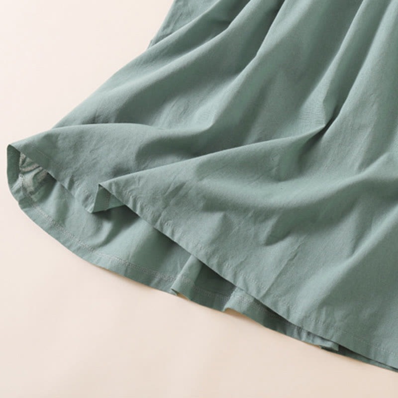 Sukienka midi z krótkim rękawem z bawełny i lnu z kieszeniami i letnimi guzikami Buddha Stones - image 26