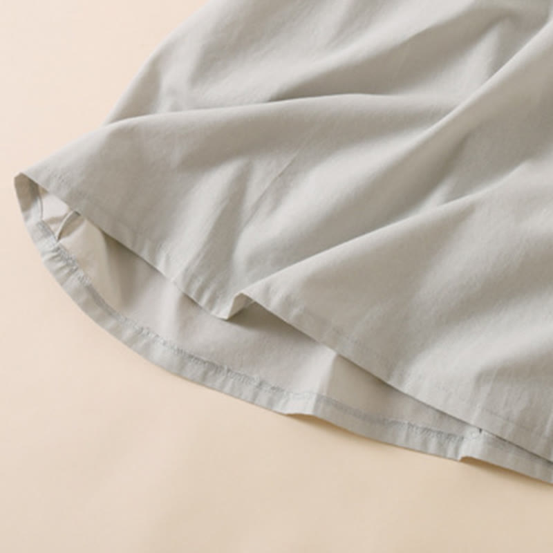 Sukienka midi z krótkim rękawem z bawełny i lnu z kieszeniami i letnimi guzikami Buddha Stones - image 14