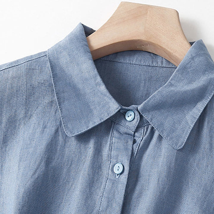 Sukienka midi z krótkim rękawem i bawełny Buddha Stones z krótkim rękawem i kieszeniami - image 11