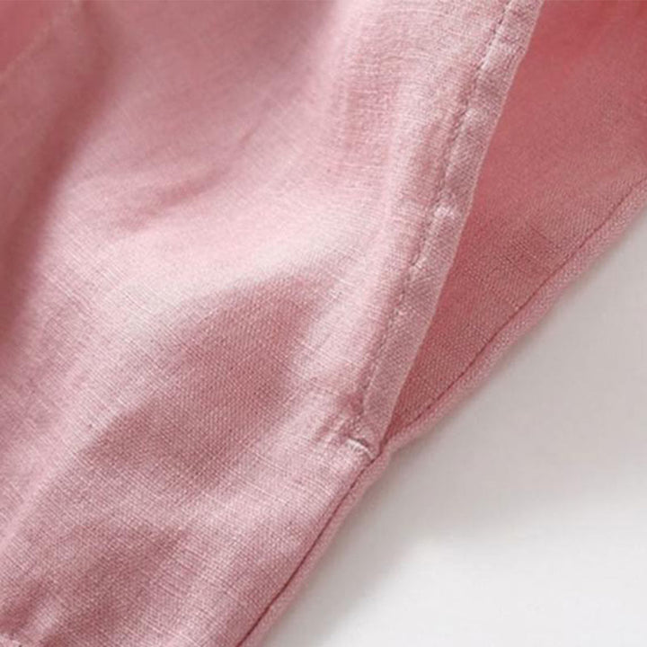 Sukienka midi z krótkim rękawem i bawełny Buddha Stones z krótkim rękawem i kieszeniami - image 5