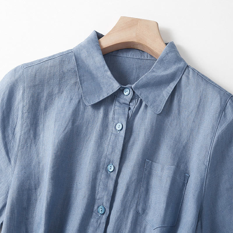 Sukienka midi z krótkim rękawem i bawełny Buddha Stones z krótkim rękawem i kieszeniami - image 17