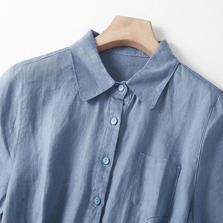 Sukienka midi z krótkim rękawem i bawełny Buddha Stones z krótkim rękawem i kieszeniami - image 17