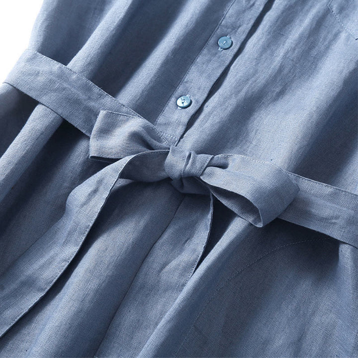 Sukienka midi z krótkim rękawem i bawełny Buddha Stones z krótkim rękawem i kieszeniami - image 13