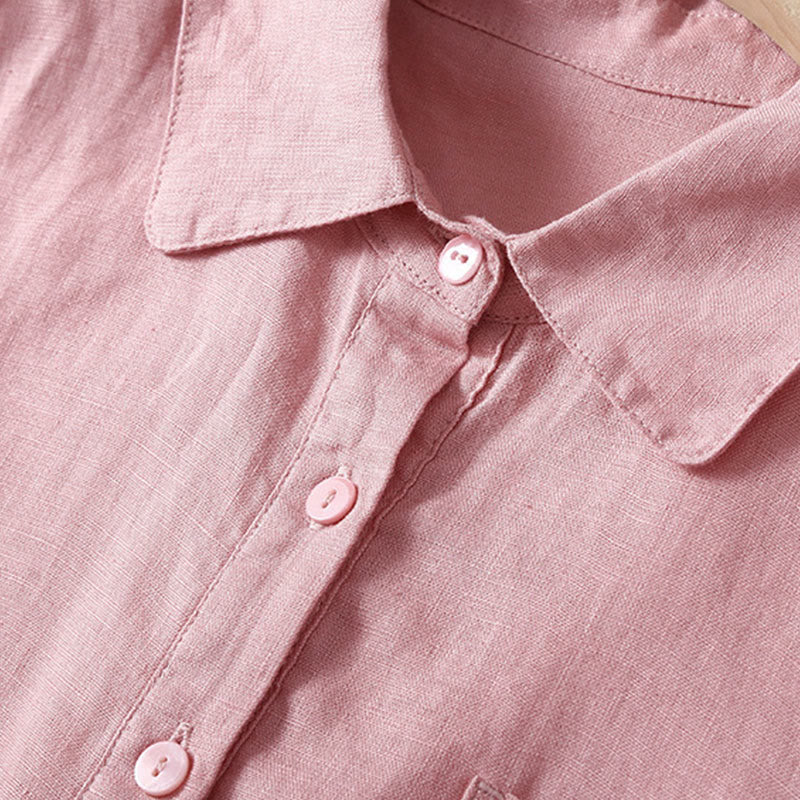 Sukienka midi z krótkim rękawem i bawełny Buddha Stones z krótkim rękawem i kieszeniami - image 2