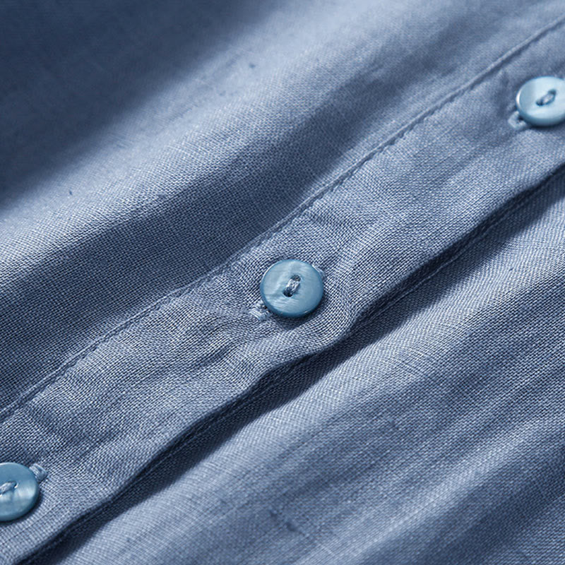 Sukienka midi z krótkim rękawem i bawełny Buddha Stones z krótkim rękawem i kieszeniami - image 15