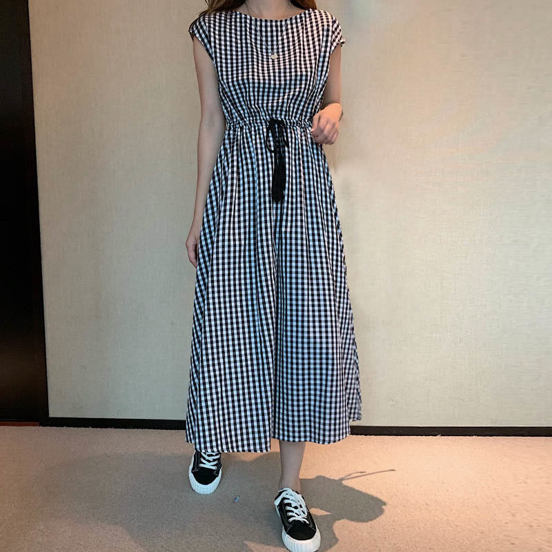 Sukienka midi z krótkim rękawem z bawełny i lnu Buddha Stones w swobodnym, wschodnim stylu ze ściągaczem w talii - Szary - US8-10，UK/AU12-14，EU40-42 (2XL) - image 24