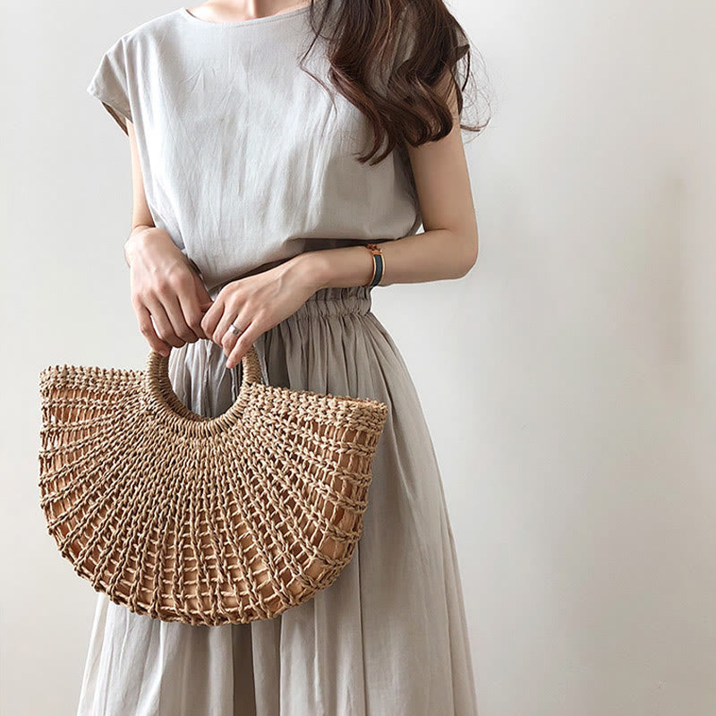 Sukienka midi z krótkim rękawem z bawełny i lnu Buddha Stones w swobodnym, wschodnim stylu ze ściągaczem w talii - image 4