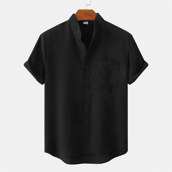 Koszula męska z krótkim rękawem i kieszenią, zapinana na guziki i prosta, z Buddha Stones - Czarny - US/UK/AU42， EU52 (3XL) - image 7