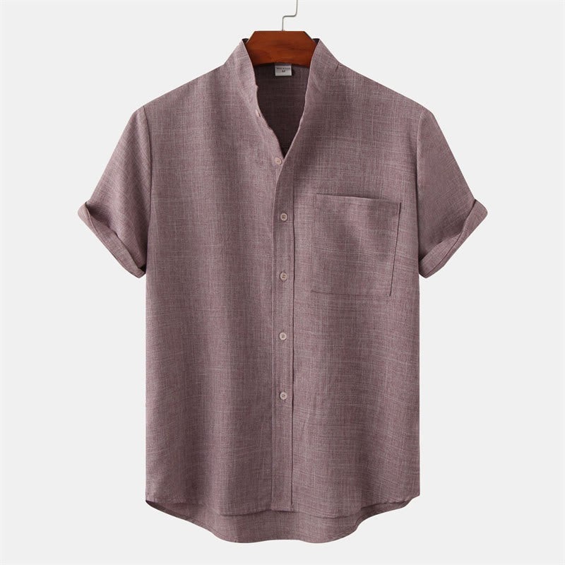 Koszula męska z krótkim rękawem i kieszenią, zapinana na guziki i prosta, z Buddha Stones - Dębnik - US/UK/AU42， EU52 (3XL) - image 14