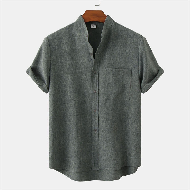 Koszula męska z krótkim rękawem i kieszenią, zapinana na guziki i prosta, z Buddha Stones - ŚredniaAkwamaryna - US/UK/AU42， EU52 (3XL) - image 28