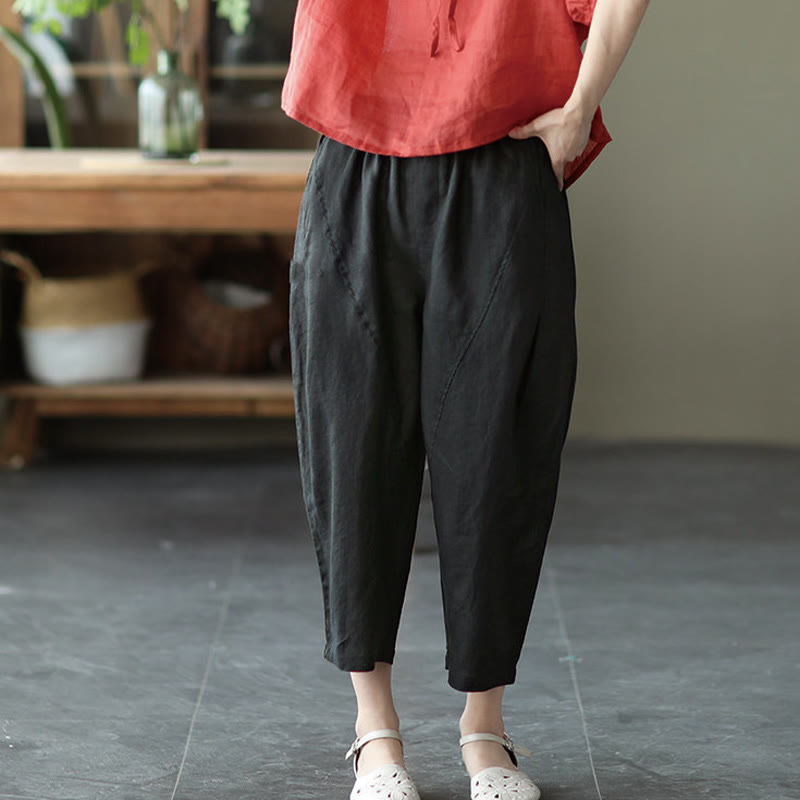 Damskie spodnie haremowe z kieszeniami i wiązaniem w talii z motywem Buddha Stones, letnie, swobodne, proste - image 16