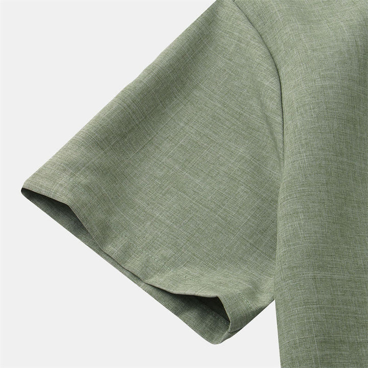 Koszula męska z krótkim rękawem i kieszenią, zapinana na guziki i prosta, z Buddha Stones - image 3