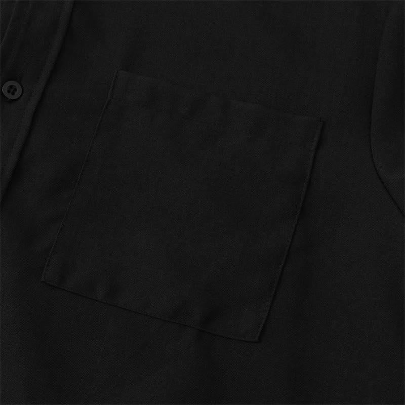 Koszula męska z krótkim rękawem i kieszenią, zapinana na guziki i prosta, z Buddha Stones - image 12