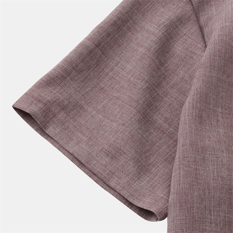 Koszula męska z krótkim rękawem i kieszenią, zapinana na guziki i prosta, z Buddha Stones - image 17