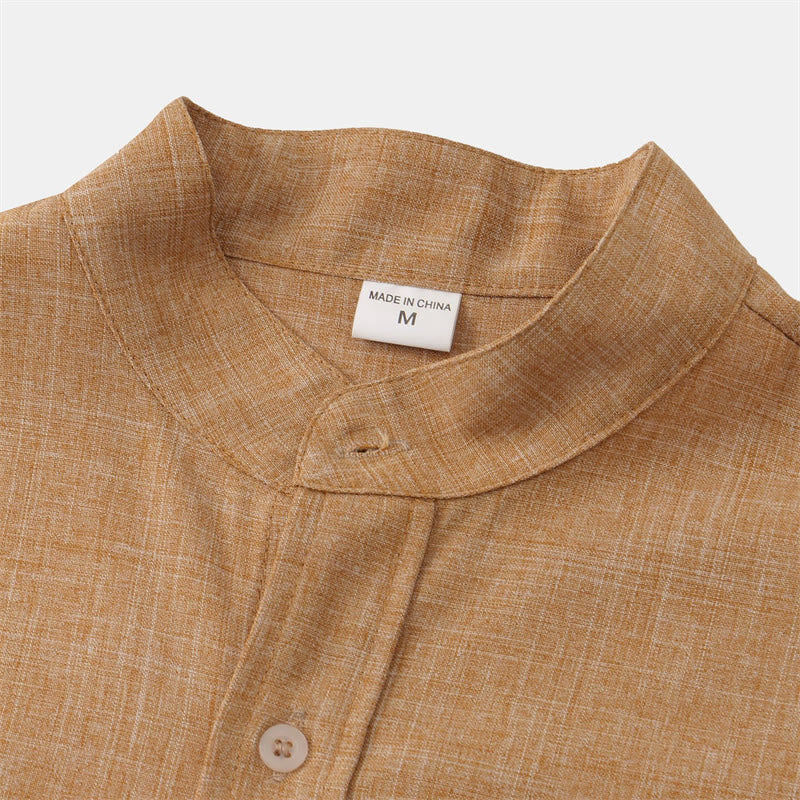 Koszula męska z krótkim rękawem i kieszenią, zapinana na guziki i prosta, z Buddha Stones - image 24