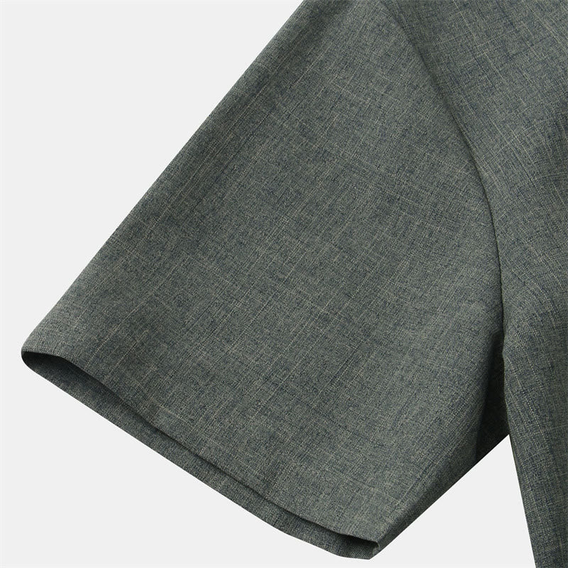 Koszula męska z krótkim rękawem i kieszenią, zapinana na guziki i prosta, z Buddha Stones - image 31