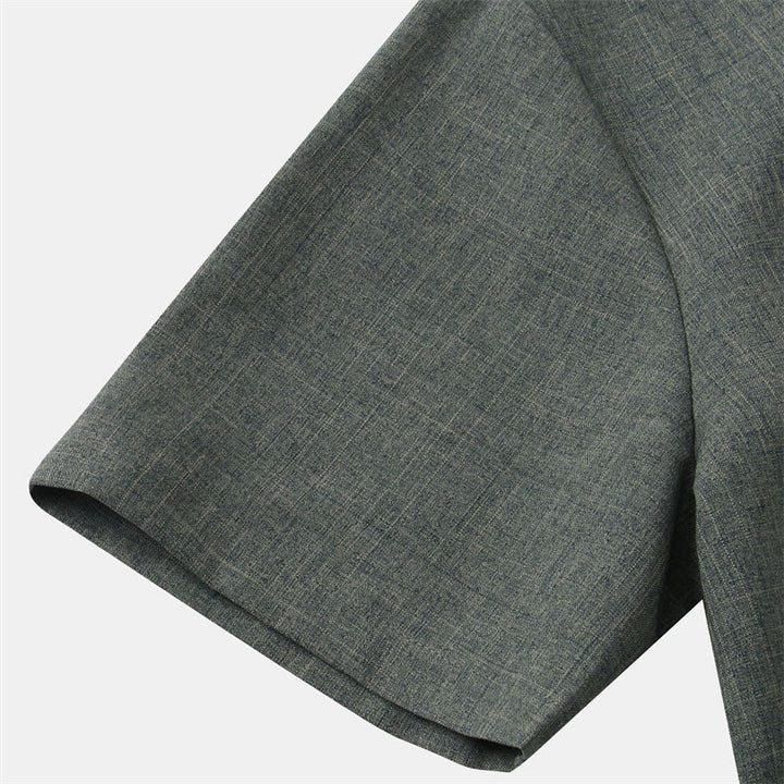 Koszula męska z krótkim rękawem i kieszenią, zapinana na guziki i prosta, z Buddha Stones - image 31