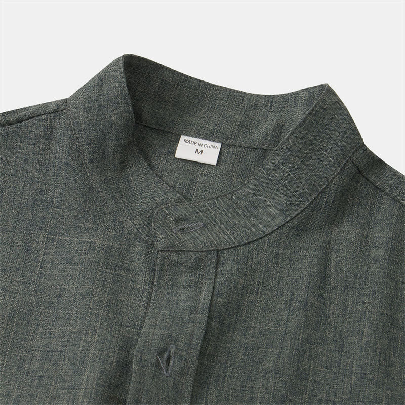 Koszula męska z krótkim rękawem i kieszenią, zapinana na guziki i prosta, z Buddha Stones - image 30