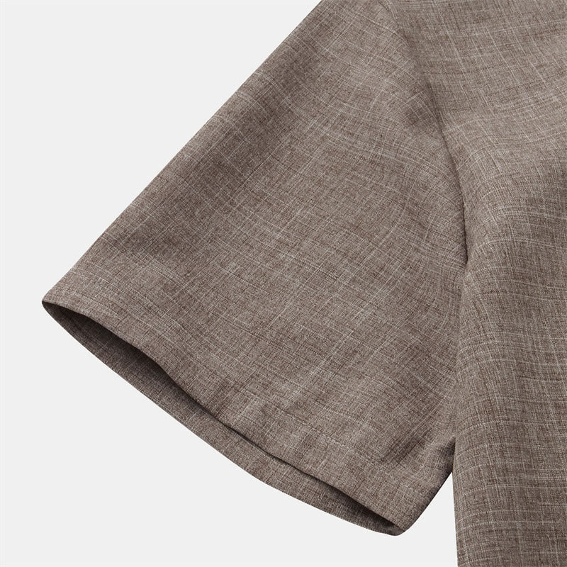 Koszula męska z krótkim rękawem i kieszenią, zapinana na guziki i prosta, z Buddha Stones - image 38