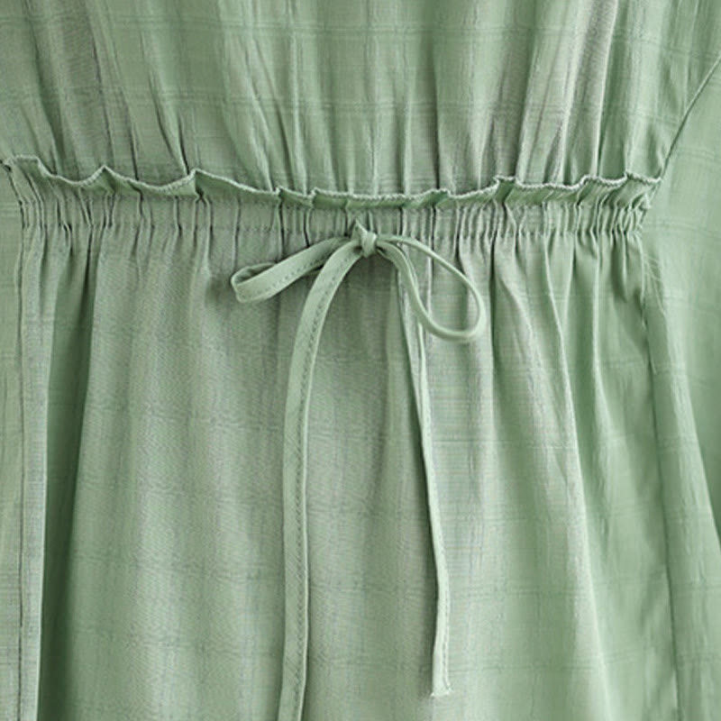 T-shirt damski z nadrukiem Buddha Stones w jednolitym kolorze, z krótkim rękawem i krótkim guzikiem - image 21