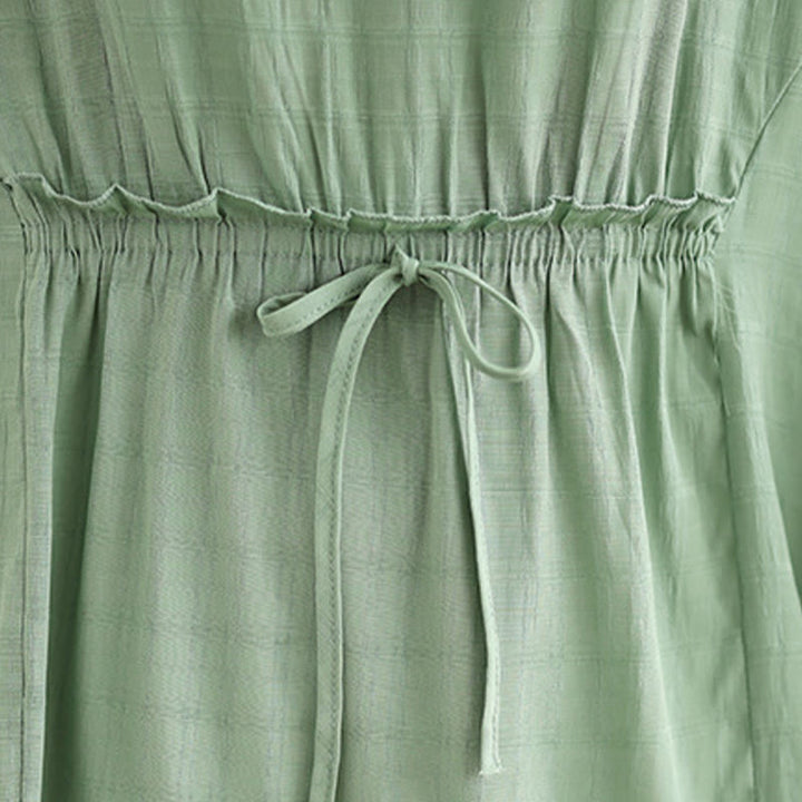 T-shirt damski z nadrukiem Buddha Stones w jednolitym kolorze, z krótkim rękawem i krótkim guzikiem - image 21