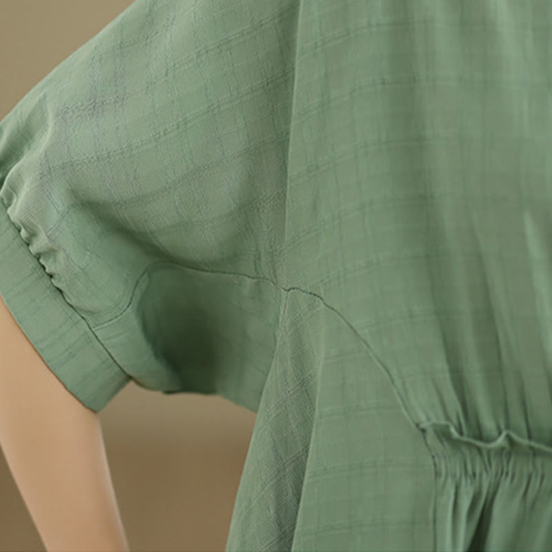 T-shirt damski z nadrukiem Buddha Stones w jednolitym kolorze, z krótkim rękawem i krótkim guzikiem - image 22