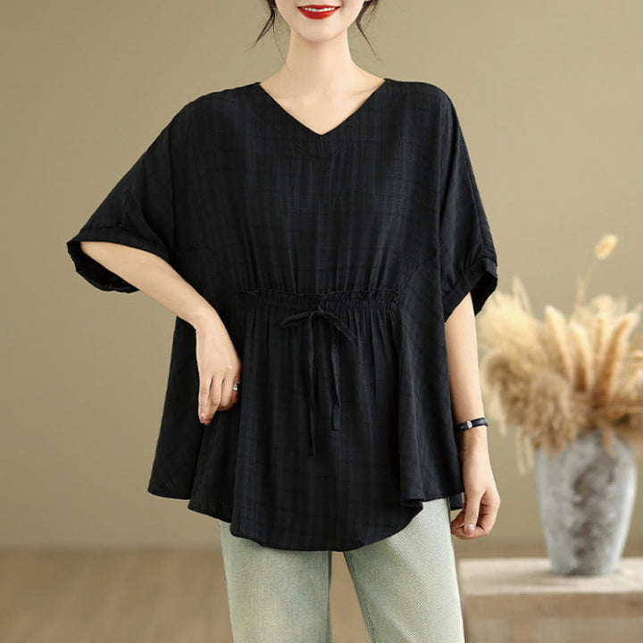 T-shirt damski z nadrukiem Buddha Stones w jednolitym kolorze, z krótkim rękawem i krótkim guzikiem - Czarny - US12, UK/AU16, EU44 (2XL) - image 6