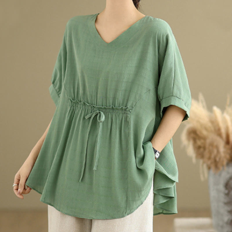 T-shirt damski z nadrukiem Buddha Stones w jednolitym kolorze, z krótkim rękawem i krótkim guzikiem - Wiosenna Zieleń - US12, UK/AU16, EU44 (2XL) - image 12