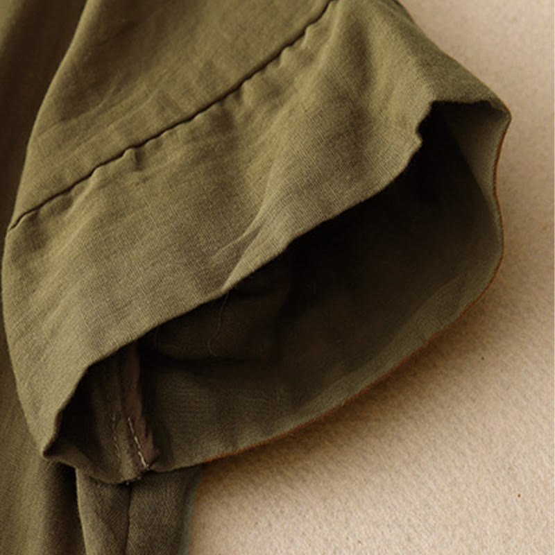 Buddha Stones Casual Line Printing Pattern Krótki rękaw Bawełna Len Damska Koszulka T-shirt - image 4