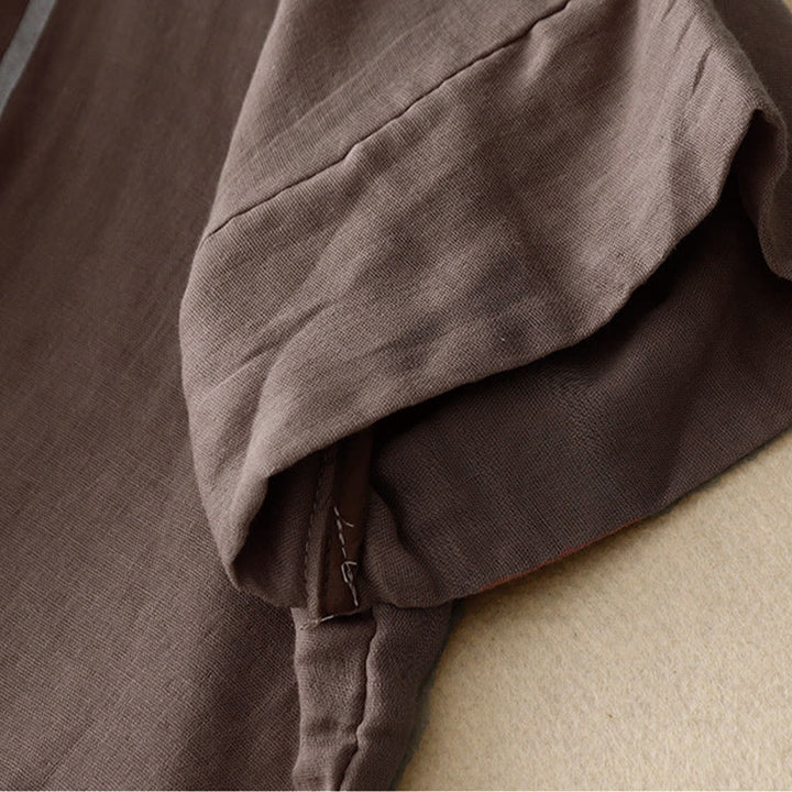 Buddha Stones Casual Line Printing Pattern Krótki rękaw Bawełna Len Damska Koszulka T-shirt - image 19