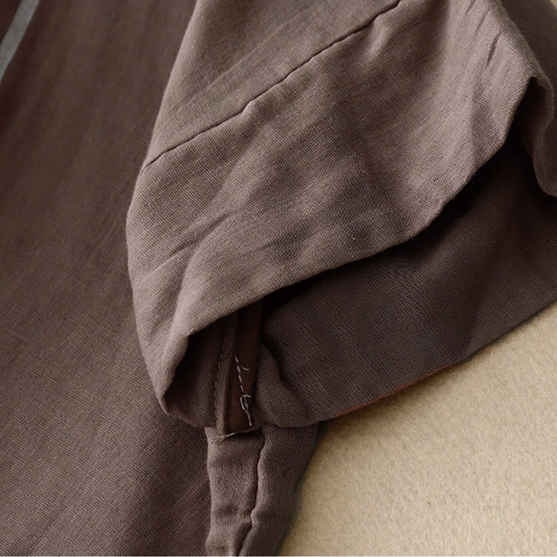 Buddha Stones Casual Line Printing Pattern Krótki rękaw Bawełna Len Damska Koszulka T-shirt - image 19