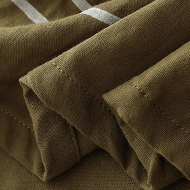 Buddha Stones Casual Line Printing Pattern Krótki rękaw Bawełna Len Damska Koszulka T-shirt - image 5