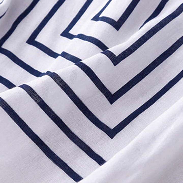 Buddha Stones Casual Line Printing Pattern Krótki rękaw Bawełna Len Damska Koszulka T-shirt - image 14