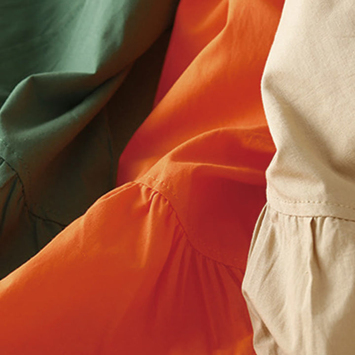 Sukienka midi z bawełny Buddha Stones w swobodnym, czystym kolorze, z krótkim rękawem, dekoltem w serek i kieszeniami - image 19