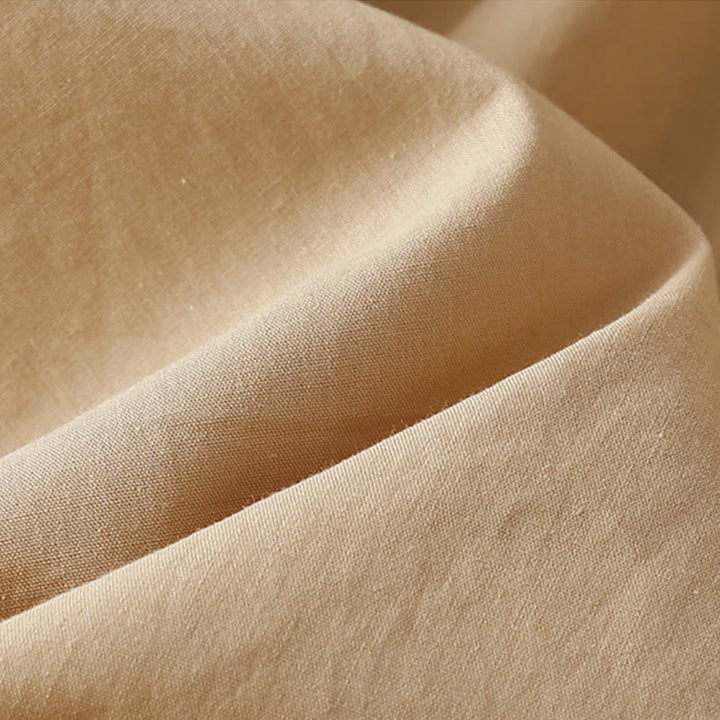 Sukienka midi z bawełny Buddha Stones w swobodnym, czystym kolorze, z krótkim rękawem, dekoltem w serek i kieszeniami - image 17