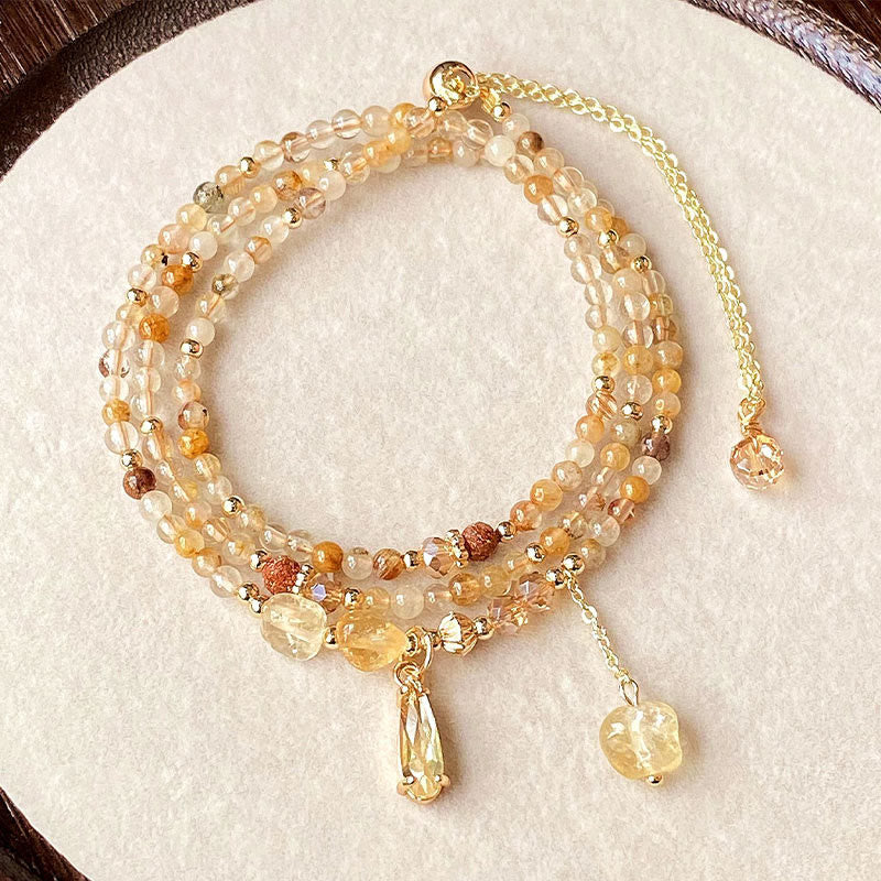 Bransoletka Buddha Stones Natural Citrine Beads Pleasure Multi Layer - Cytryn (obwód nadgarstka: 15-21 cm) - image 0