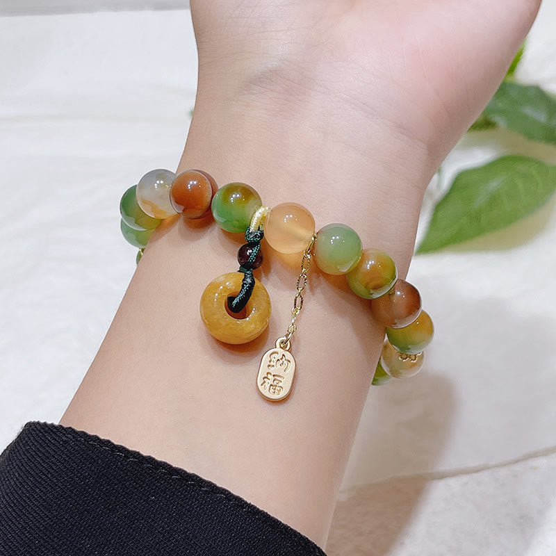 Buddha Stones Paw Agat Topaz Klamra Pokoju Bransoletka Nafu Balance